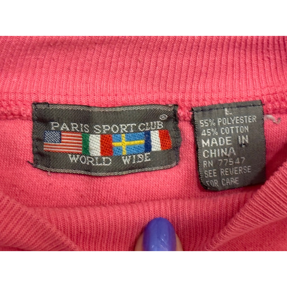 Vintage 90s Yale Bulldogs Men’s Paris Sport Club Crewneck Sweatshirt Pink Sz L - Picture 9 of 10